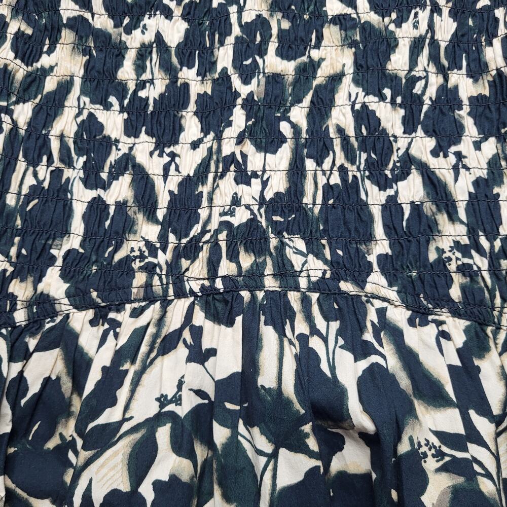 J Crew Meadow Dress Cotton Poplin Floral Black Tan Smock Puff Sleeve XL Tall - Picture 7 of 12